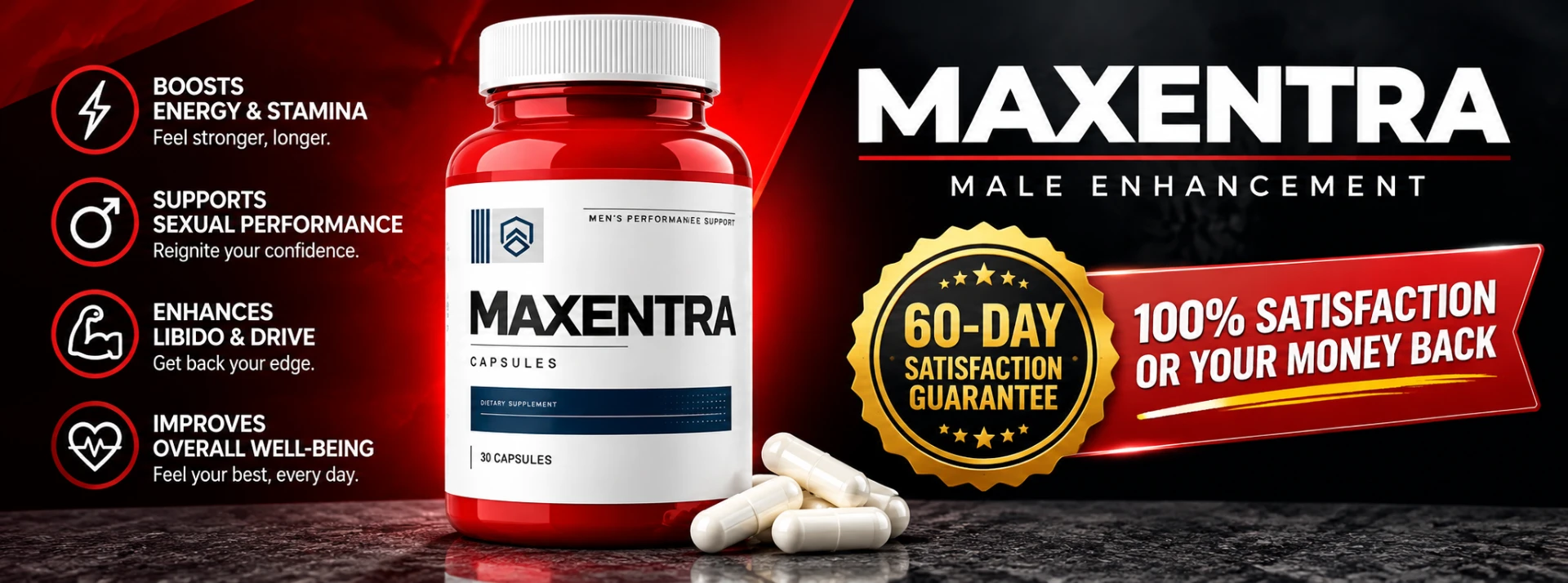 Maxentra Male Enhancement capsules with 60-day guarantee